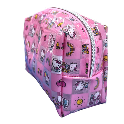 Hello Kitty PVC Rectangular Cosmetic Bag w/ Square Pattern