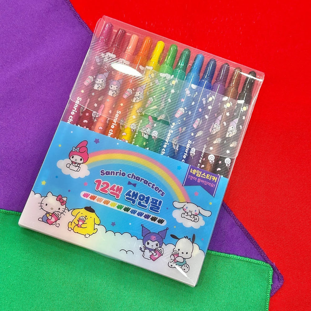 Sanrio Characters 12pc Twist Up Crayon (Blue)