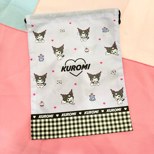 Kuromi Medium "Letter" Drawstring Bag