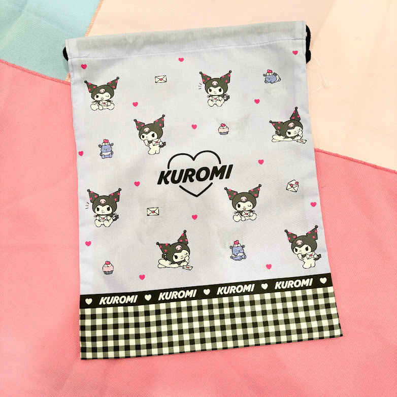 Kuromi Medium "Letter" Drawstring Bag