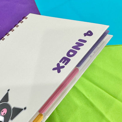 Kuromi Left Bounded 4 Index Notebook (White)