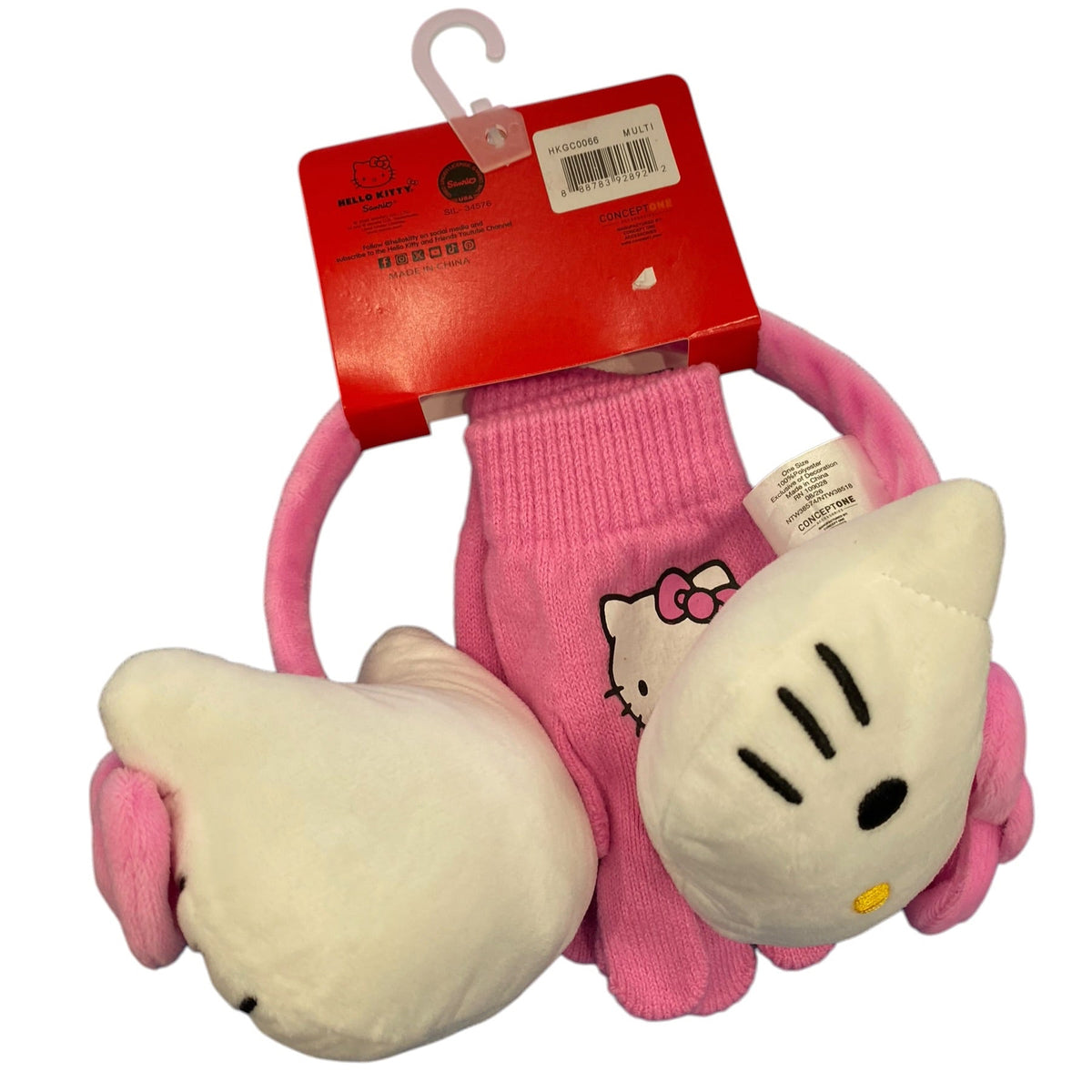 Hello Kitty "3D Plush" Earmuffs & Glove Set