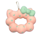 Hello Kitty Mochi Donut Squishy "Pink Frosting w/ Mint Hearts"