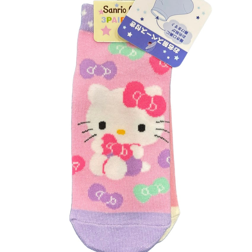 Hello Kitty Kids 3 Pair Sneaker Socks (16-18)