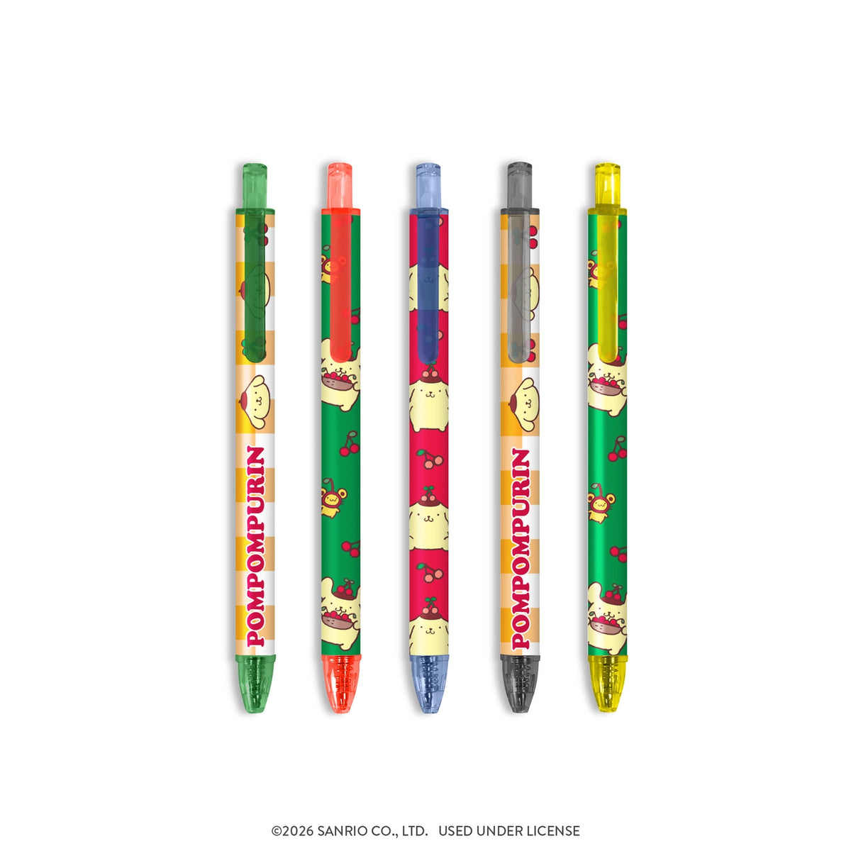 Pompompurin "Cherry Picnic" Soft-Touch Gel Pen Set