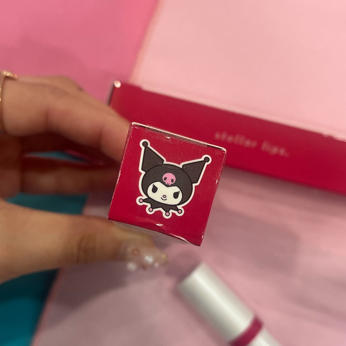 The Creme Shop x Kuromi Hello Lippy Tinted Moisturizing Lip Balm "Angelic Rose"