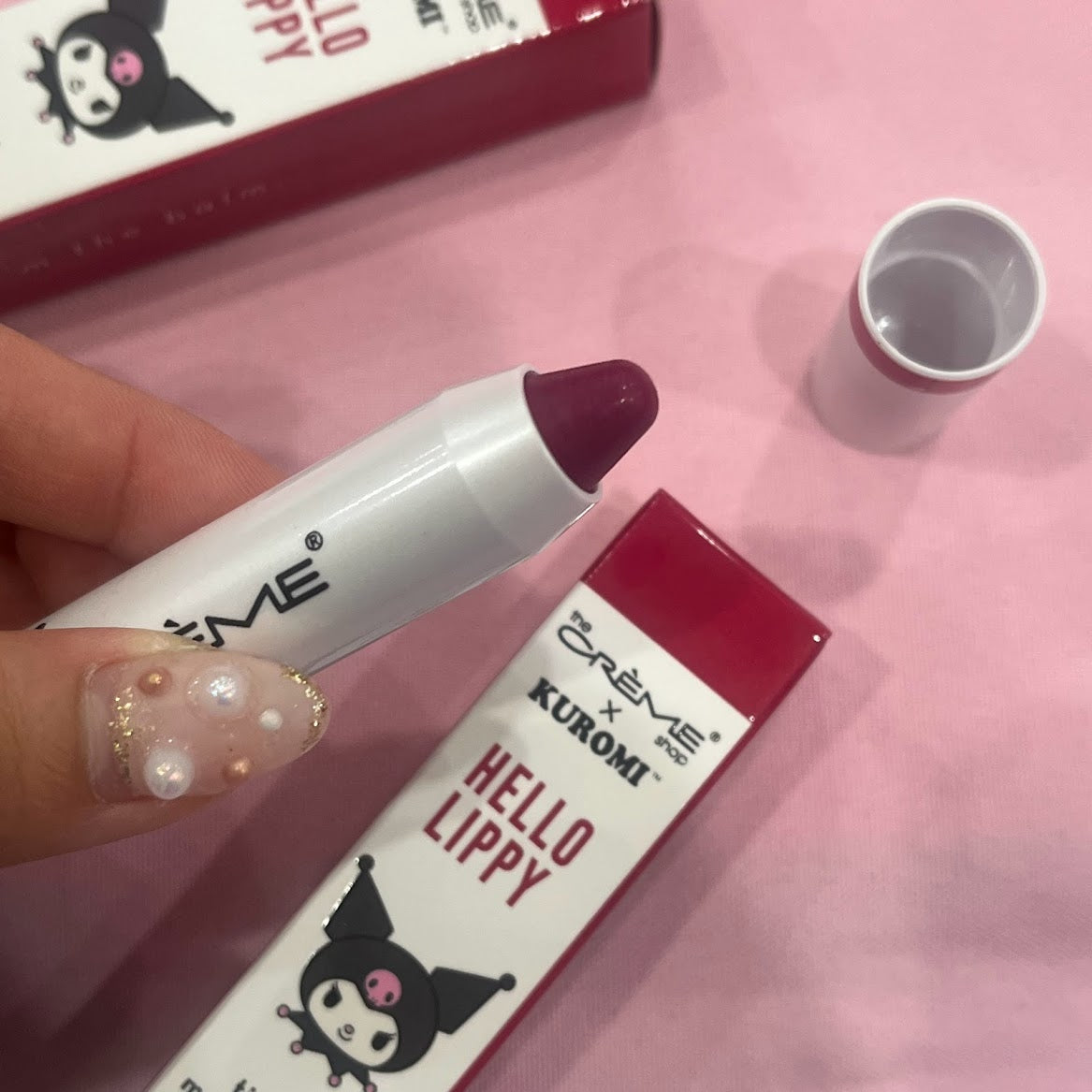 The Creme Shop x Kuromi Hello Lippy Tinted Moisturizing Lip Balm "Angelic Rose"