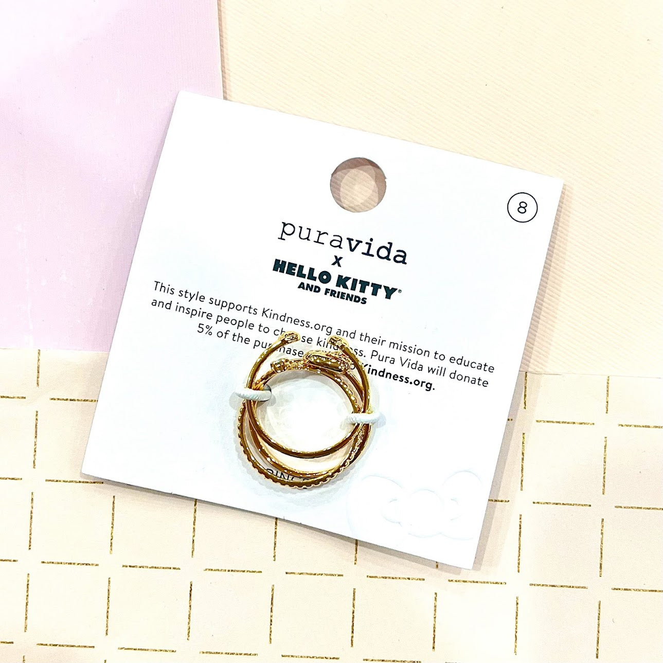 Pura Vida x Hello Kitty Delicate Ring Stack (Size 8)