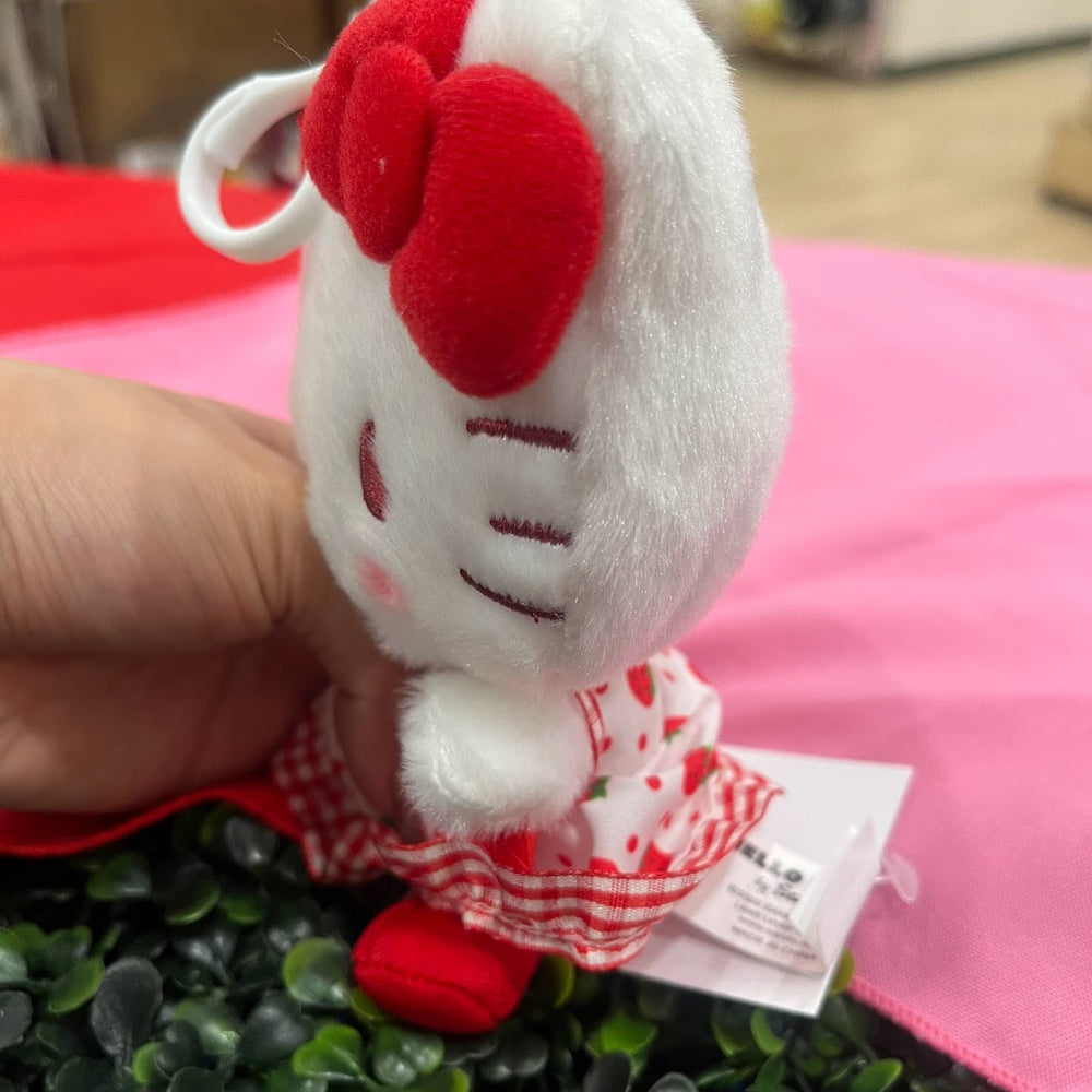 Hello Kitty "Strawberry Dress" Clip-On Mascot Keychain