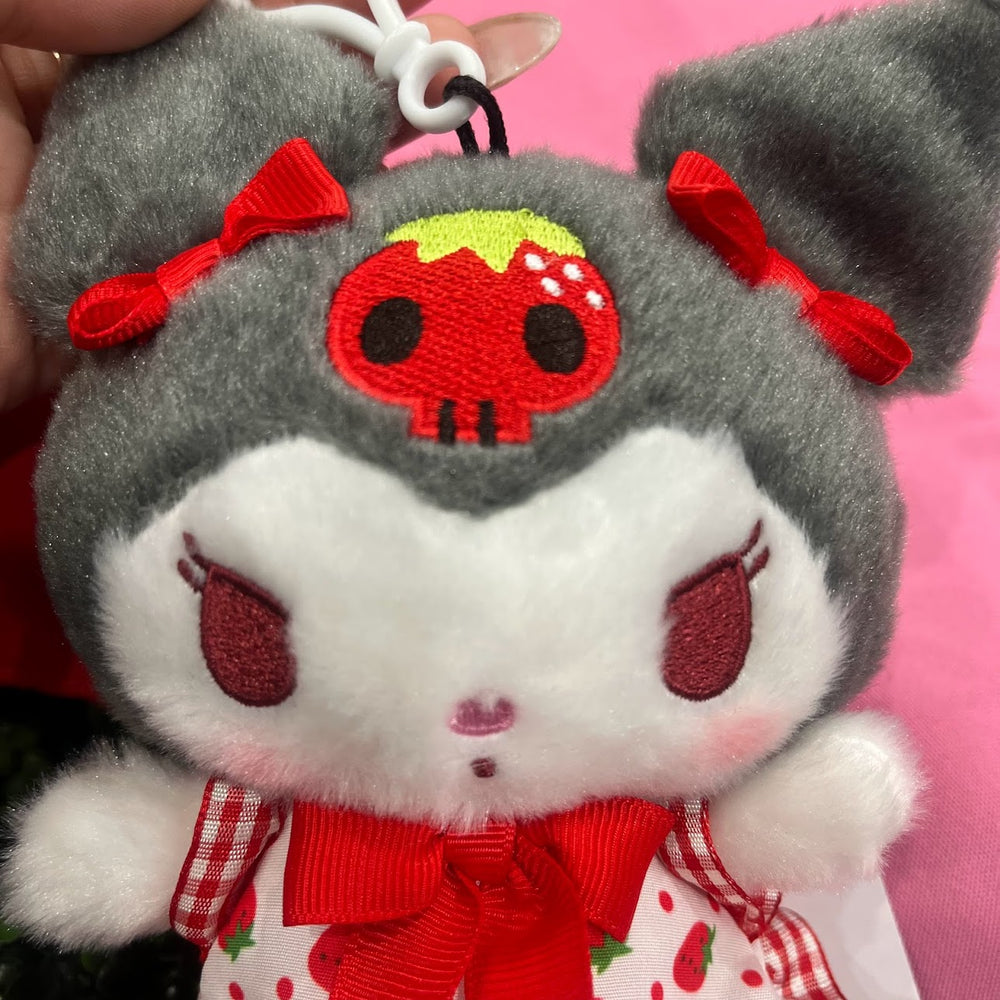 Kuromi "Strawberry Dress" Clip-On Mascot Keychain