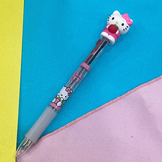 Hello Kitty 0.7mm 3-Color Ballpoint Pen (Pink w/ Apple)