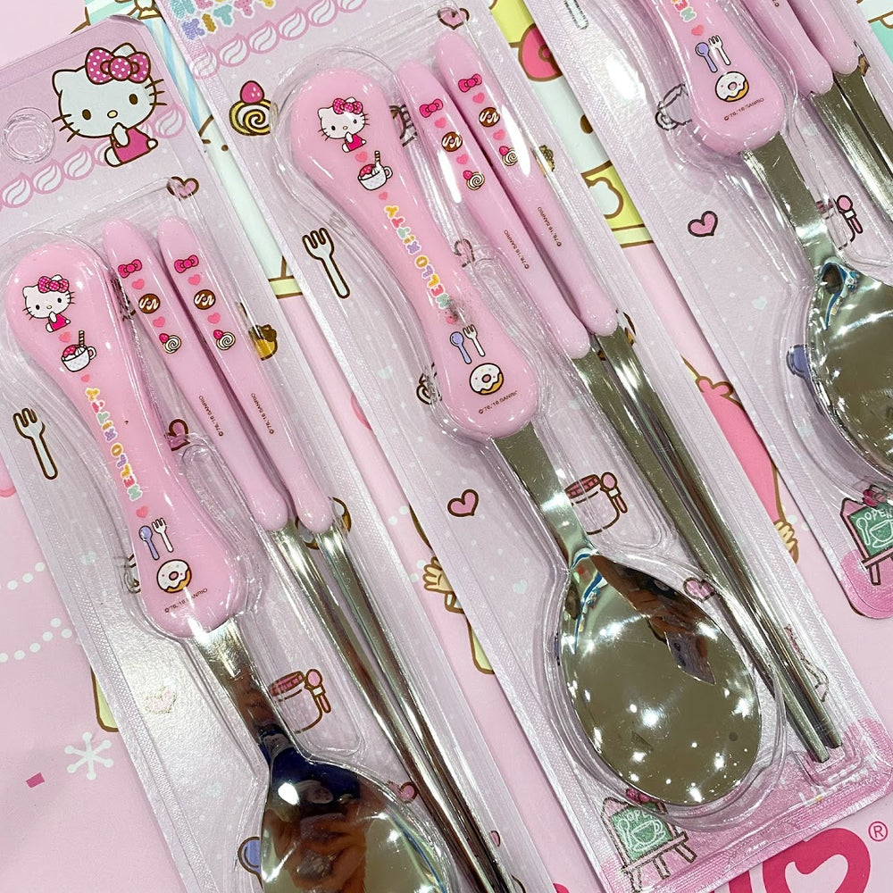 Hello Kitty "Wave" Stainless Steel Spoon & Chopstick