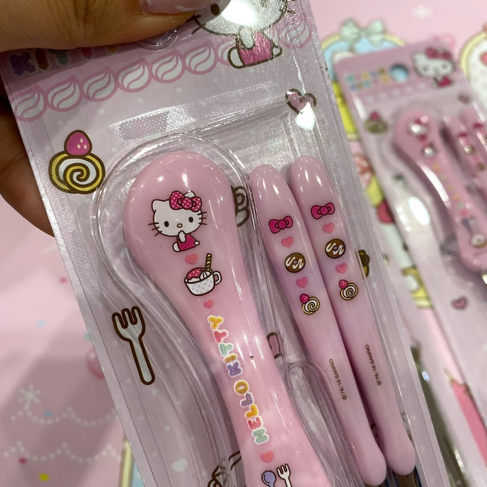 Hello Kitty "Wave" Stainless Steel Spoon & Chopstick